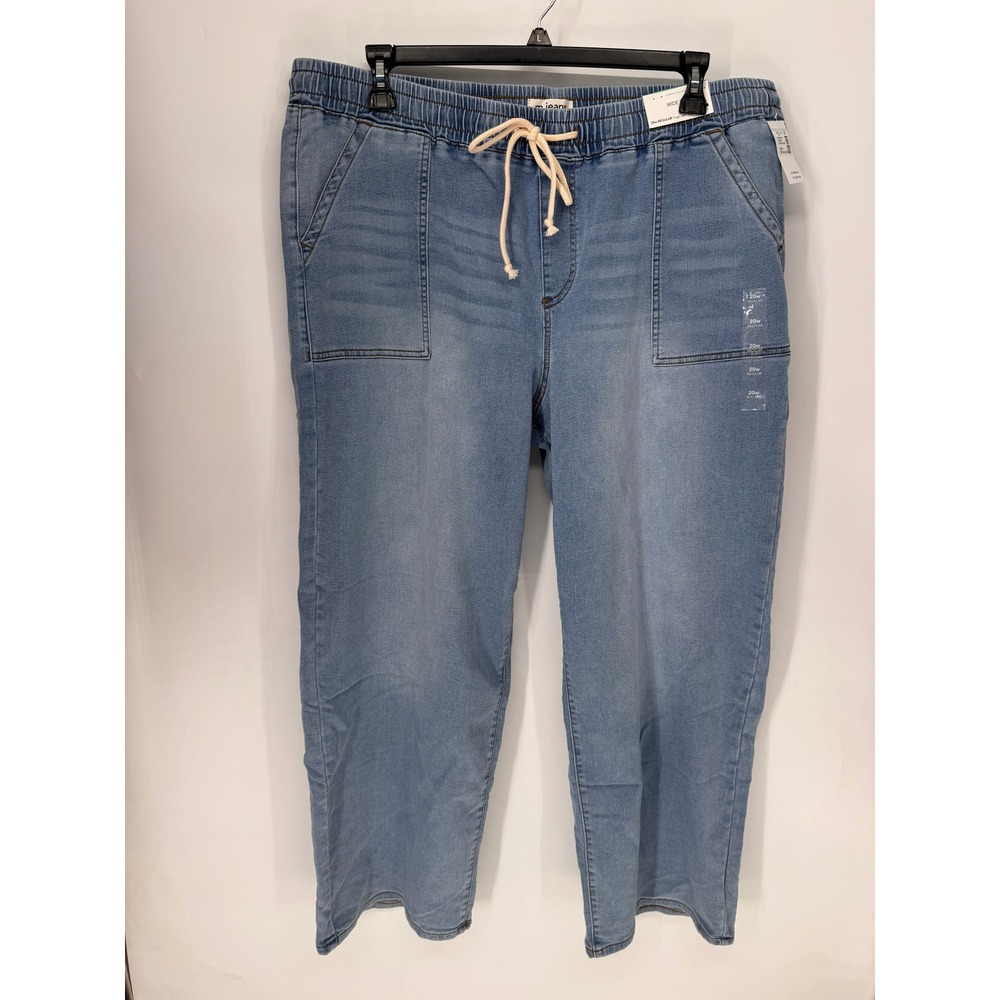 Maurices Jeans Women 20W Blue NWT High Rise Wide Leg Pull On Drawstring Denim